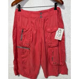 PETE & GRETA by JOHNNY WAS Cupra Cargo Capri Shorts | Size 12 | NWT | Melon Pink
